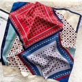 Detailed close-up of paisley and floral silk scarf texture on a soft plush backdrop - 70*70cm / Cyan Blue Red