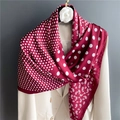 Close-up of wine red silk scarf with paisley and polka dot pattern on a white blazer - Burgundy Dot Paisley (FE95-2) / 110X110CM