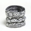 Detail of gray winter neck gaiter showing warm fleece lining and knit pattern - Gray