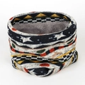 Détail du cache-col en tricot d'hiver avec motifs folk et doublure douce en fausse fourrure - Style Étoile à Cinq Branches Ethnique (WB21-6)