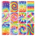 Set di 12 mini taccuini con fantasie tie-dye colorate e design con angoli arrotondati - Set di 24 Quaderni Tie-Dye (G043-24本扎染记事本套装)