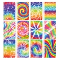 Set di 12 mini taccuini con motivi tie-dye colorati e disegni a spirale su sfondo bianco - Set di 12 Quaderni Tie-Dye (G043-12本扎染记事本套装)