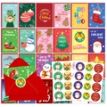 Set 72 biglietti di auguri natalizi con buste rosse e adesivi decorativi tondi - Stile A (KP26-A款)