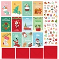 Weihnachtskarten Set mit Weihnachtsmann, Schneemann, Aufklebern und roten Umschlägen - 12er-Karten-Cartoon-Set (KP25-Weihnachtsgrusskarten-Set)