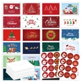 Set da 72 biglietti di Natale con renne e alberi completi di buste ed etichette adesive - Stile B (KP26-B款)