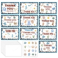 Western cowboy style baby shower thank you cards set with envelopes and cow print stickers - Baby Cowboy Style (KP27-F)
