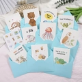 Watercolor animal thank you card set with puns, including blue envelopes and 10 designs - Kp27 - Thank You Card C (fun Animals)