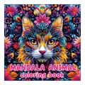 Mandala Animal Coloring Book featuring a vibrant cat cover with intricate floral patterns - Ts14 - Datura Animals / 24 Sheets