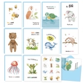 Cute animal watercolor baby shower thank you cards set with blue envelope and stickers - Funny Animal (KP27-C)