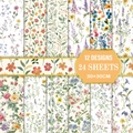 Watercolor floral scrapbook paper set with 12 designs and 24 sheets of 30x30cm daisy patterns - Watercolor Floral (MJ002)