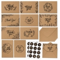 10-piece boho kraft thank you card set with matching envelopes and floral stickers - Kraft Paper Style (KP27-A)