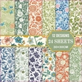 24 sheets of Morris style floral scrapbook paper in 12 designs, 30x30cm decorative paper - 30x30cm / Vintage Art Botanical Style (MJ006)