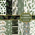24 sheets of 30x30cm scrapbook paper with watercolor forest deer and nature designs - Forest Nature (MJ003)