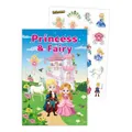 Princess and Fairy cartoon coloring book set with colorful stickers for kids - Princess Castle