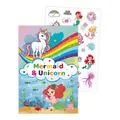 Cartoon stickers and cover set with mermaid and unicorn themes for kids coloring - Mermaid Unicorn