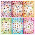 Set de 6 hojas de pegatinas navideñas coloridas con motivos de Papá Noel y renos festivos - Pegatinas de Navidad Estilo D