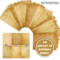 Detailed view of 48 sheets of vintage A5 scrapbooking paper with aged textures - Yellowed Old Paper Texture (FG06-E)