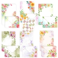 Set di cancelleria floreale acquerello da 24 pezzi con lettere, buste e sigilli adesivi - Set Fiori ad Acquerello / 24 Fogli di Carta da Lettera + 24 Buste + 24 Adesivi