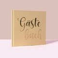 Vierkant gastenboek van kraftpapier met gouden tekst Gästebuch voor bruiloften - Kraftpapier Bronzing Stijl (G048-A)