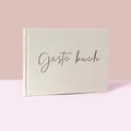Linen guest book in beige with black German Gästebuch text on a minimalist background - Beige Linen Fabric Style (G048-E)