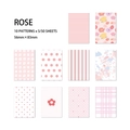 50 sheets of ROSE series pink scrapbook paper featuring floral and dot patterns - Rhodonite