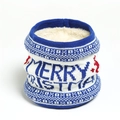Tour de cou de Noël en tricot avec texte Merry Christmas et doublure polaire épaisse - Bleu Royal (WB26-1)