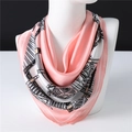 Pink and white 70x70cm silk scarf with zebra print and golden geometric patterns - White with Pink Border