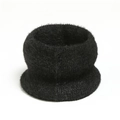 Close-up of black knitted snood scarf featuring soft fuzzy mohair texture for winter - Black