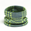 Dettaglio dello scaldacollo in maglia spessa con motivo pied de poule blu e verde neon - Larghezza Piatta 20cm Altezza 15cm / Blu E Verde Fluorescente (WB34-4)