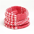 Detail shot of red and white houndstooth knit neck warmer showing thick texture and pattern - Flat Width 20cm Height 15cm / Red And White (WB34-6)