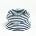 Detailed view of the blue and white striped knit texture on this warm winter neck gaiter - Blue and White Stripes (WB32-1)