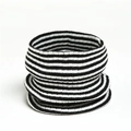 Striped knitted neck warmer with black and white horizontal ribs for winter warmth - Black and White Thin Stripes (WB32-4)