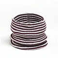 Detailed view of striped knit neck warmer in deep red and white soft textured fabric - Red and White Stripes (WB32-5)