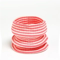 Close-up of pink and white striped knitted scarf showing soft elastic cotton texture - Pink and White Stripes (WB32-7)