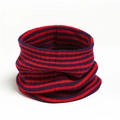 Detail of red and blue striped knit gaiter showing ribbed texture and fabric elasticity - Red and Blue Stripes (WB32-8)