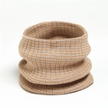 Detailed macro view of the camel and cream striped ribbed knit winter infinity scarf - Camel and Cream Stripes (WB32-10)