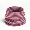 Detail of red and blue striped ribbed knit neck warmer with soft texture and pattern - Red and Blue Wide Stripes (WB32-12)