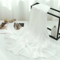 Detail of white pleated chiffon scarf showing soft texture and fine organza fabric drape - White (TH35-4) / 180x70cm