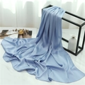 Close-up of light blue pleated scarf draped on a modern iron stand for home decor - Sky Blue (TH35-11) / 180x70cm