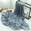 Detail view of smog blue scarf fabric with fine pleated texture on a modern rack - Haze Blue (TH35-12) / 180x70cm