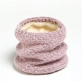 Winter chunky knit neck warmer in mauve pink with thick beige fleece lining for cold protection - Pink
