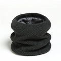 Detalle del tejido de panal y el forro polar gris de la bufanda tubular para invierno - Negro