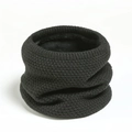 Close-up of thick black knitted neck warmer showing honeycombed texture and fleece lining - Dark Gray