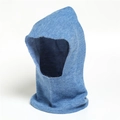 Blue knitted balaclava hat with integrated neck warmer and soft fleece lining for winter warmth - Blue