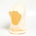 Detail view of cream white knit balaclava showing soft texture and integrated neck gaiter - Beige