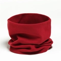 Detailed view of elastic red cotton neck warmer showing soft fabric texture and seamless design - Wine Red