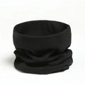 Close-up of soft black cotton neck gaiter showing premium knitted texture and fabric folds - Black