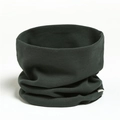 Detail of dark green knitted neck warmer with soft fabric texture and a white woven label - Army Green