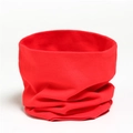 Detailed close-up of a vibrant red knitted neck warmer scarf with soft ribbed texture - Red