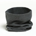 Close-up of charcoal gray neck warmer made of soft cotton knit for neck protection - Deep Heather Grey